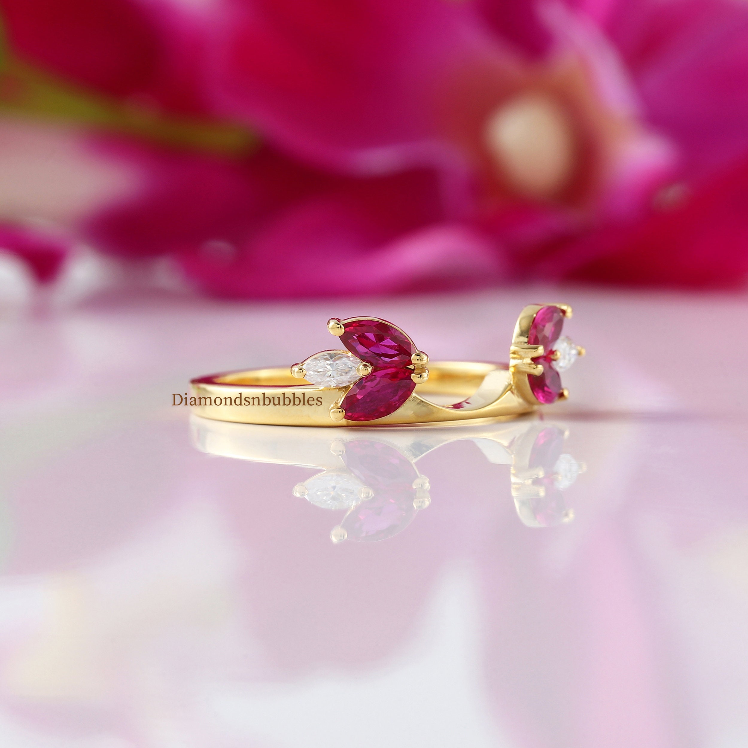 Enhancer Ring Band, Ruby & Diamond Guard Wrap Band Ring, Women's ...