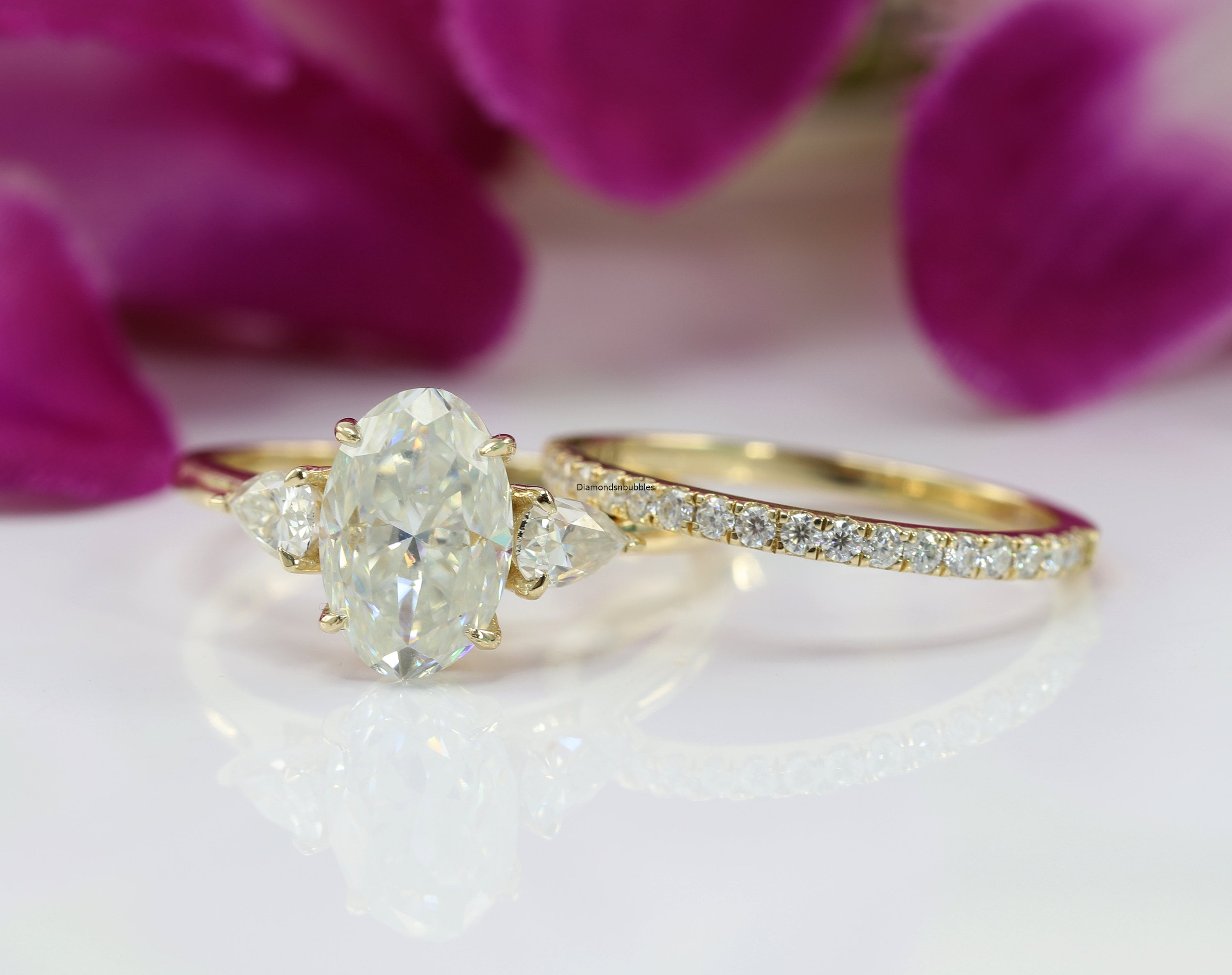 2.5 CT Oval Cut Bridal Set in 14K/18K White Gold Oval Ring Etsy