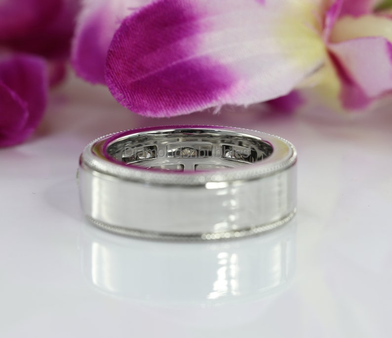 Flush Set Diamond Eternity Wedding Band 10K/14K/18K Solid Etsy