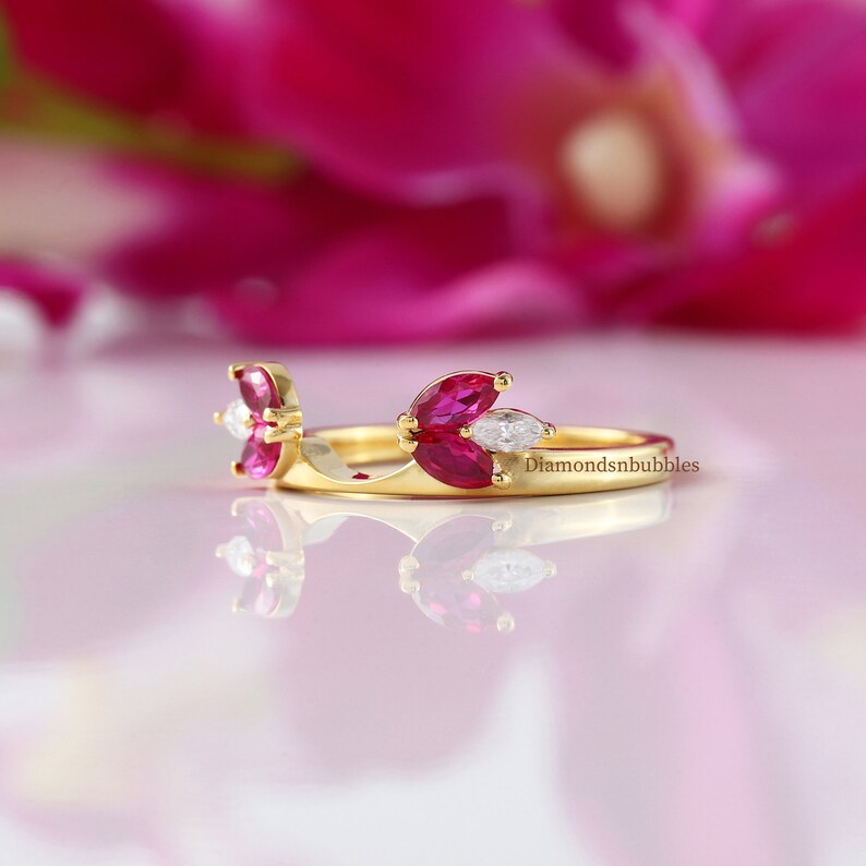 Enhancer Ring Band, Ruby & Diamond Guard Wrap Band Ring, Women's ...