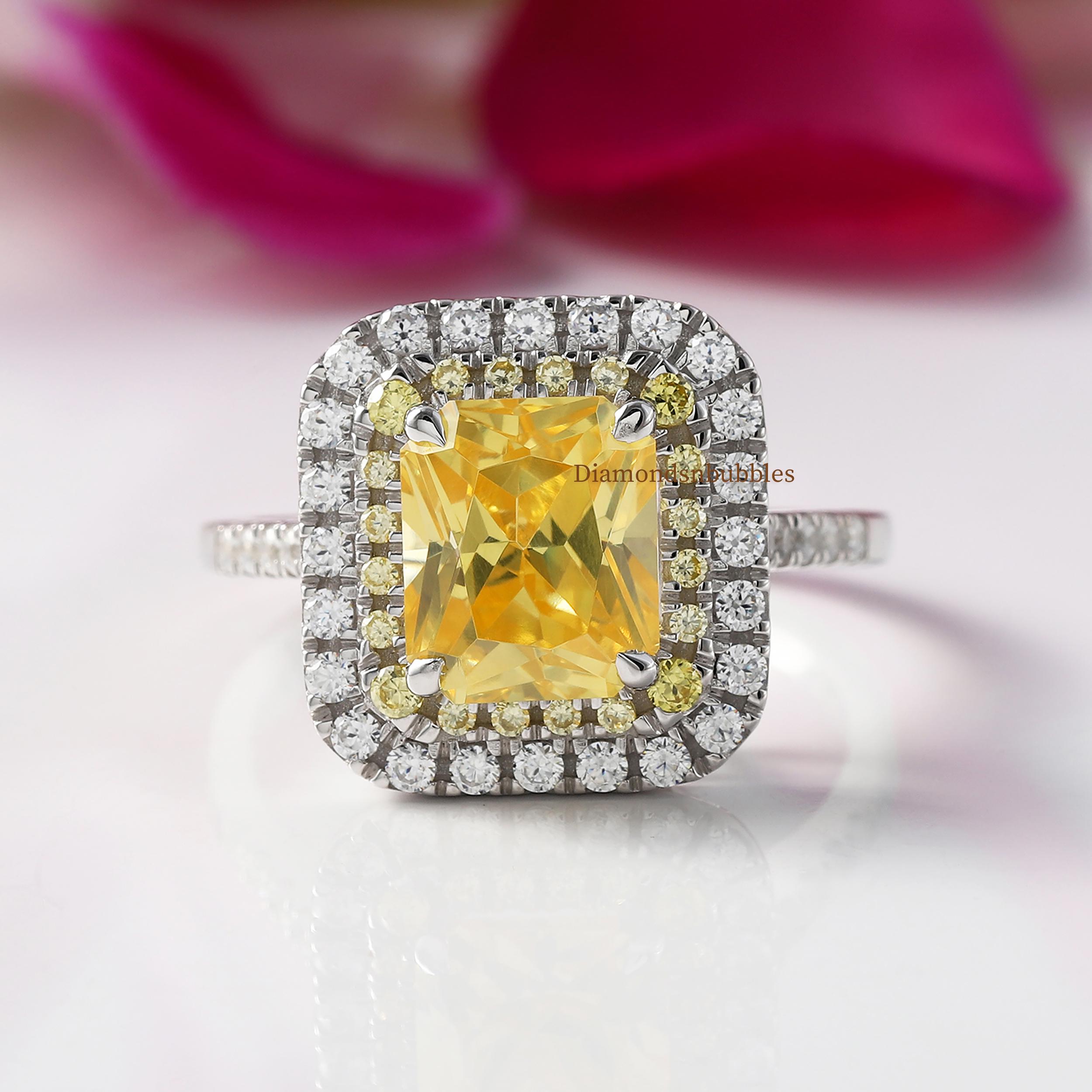 Canary Yellow Diamond Ring, Carat Radiant Cut Canary Yellow