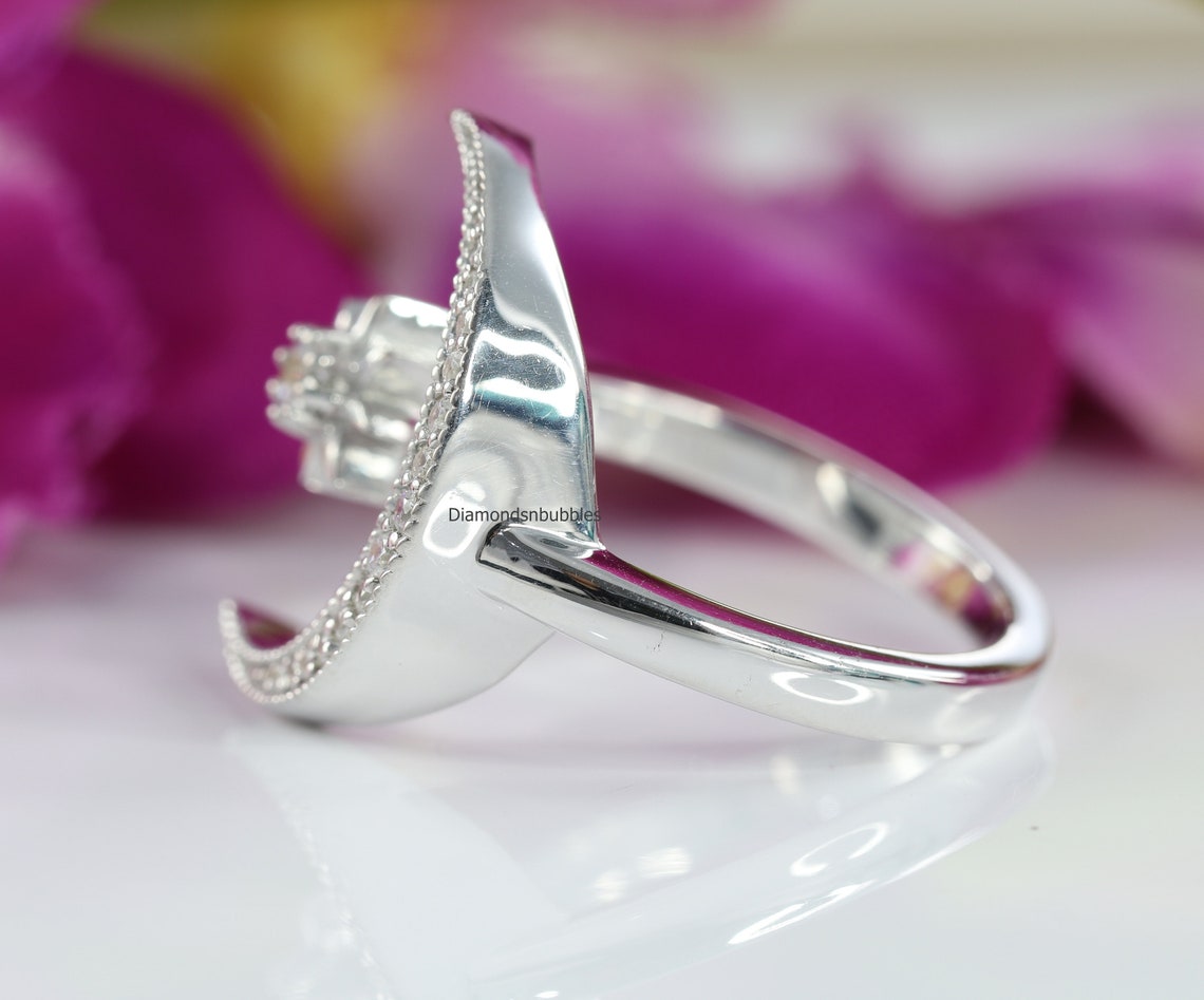 Diamond Crescent Moon and Star Adjustable Open Ring in Etsy