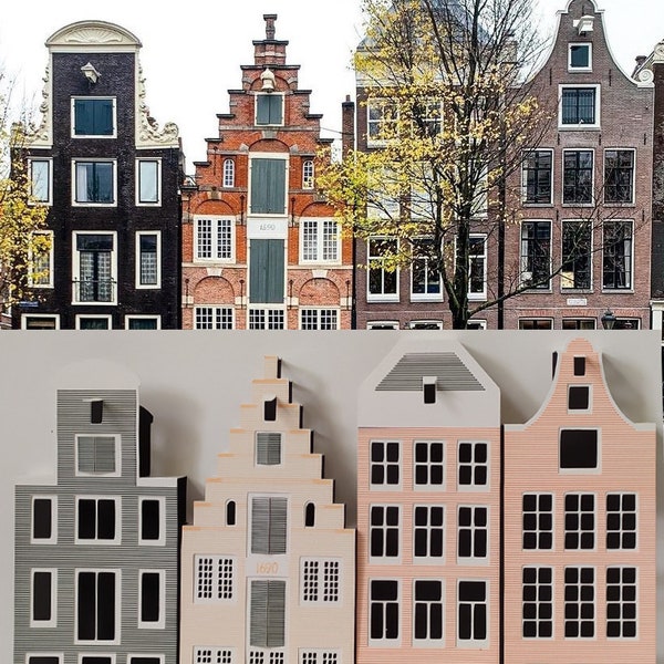 Traditional Amsterdam Houses No.9-10-11-12 Paper Folding Popup Model