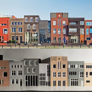 Modern Dutch Houses, modello di carta pop-up delle case moderne vicine situate a Enschede, nei Paesi Bassi