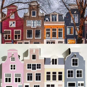 Case tradizionali di Amsterdam Spiegelgracht modello di carta pieghevole pop-up