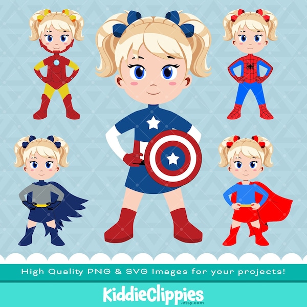 Superhero Costumes Girl PNG & SVG | scrapbook, illustration, girl svg, hero, superwoman