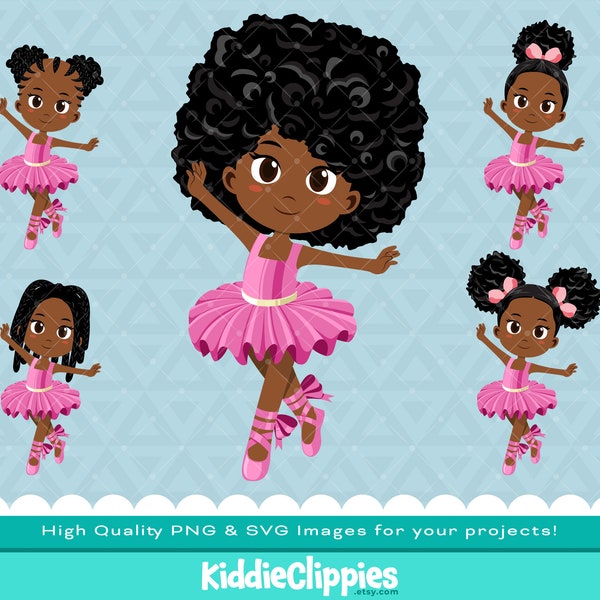 Ballerina Black Girl Clipart PNG & SVG | scrapbook, illustration, girl, dance, ballerina, dance pose