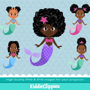 黒い人魚のクリップアート PNG および SVG | スクラップブック、イラスト、女の子、人魚、アリエル、魚のクリップアート