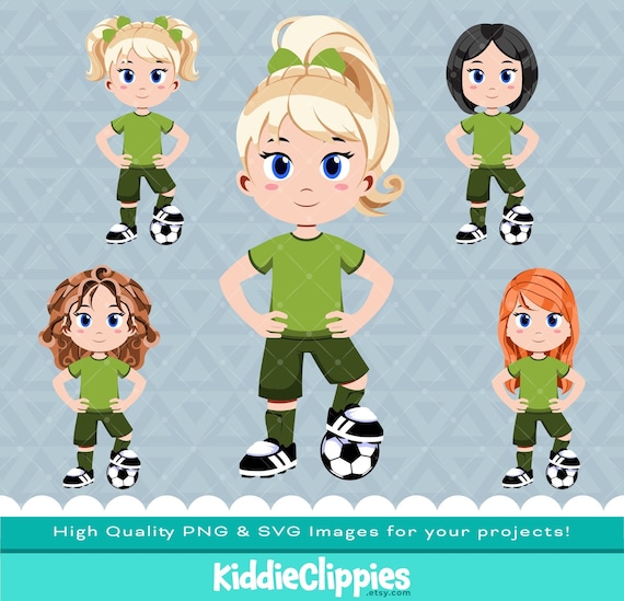 Girl Soccer Player 2 Clipart PNG & SVG Scrapbook - Etsy