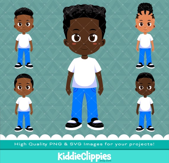 Stehende Schwarze Jungen Clipart Png Svg Scrapbook Etsy