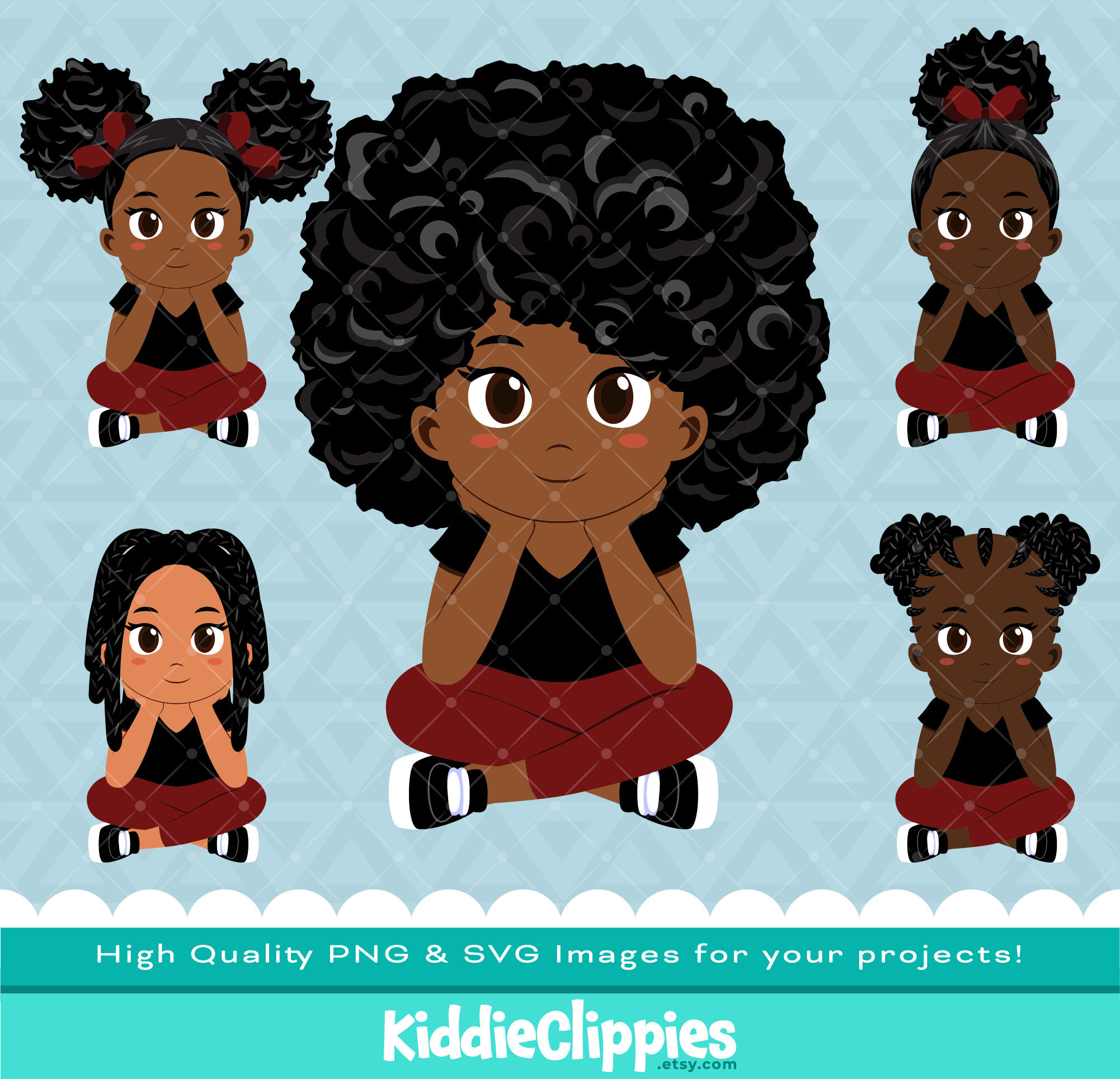 Black Girl Sitting Legs Crossed Clipart PNG & SVG | scrapbook, illustration, girl, peeking, hiding, peekaboo