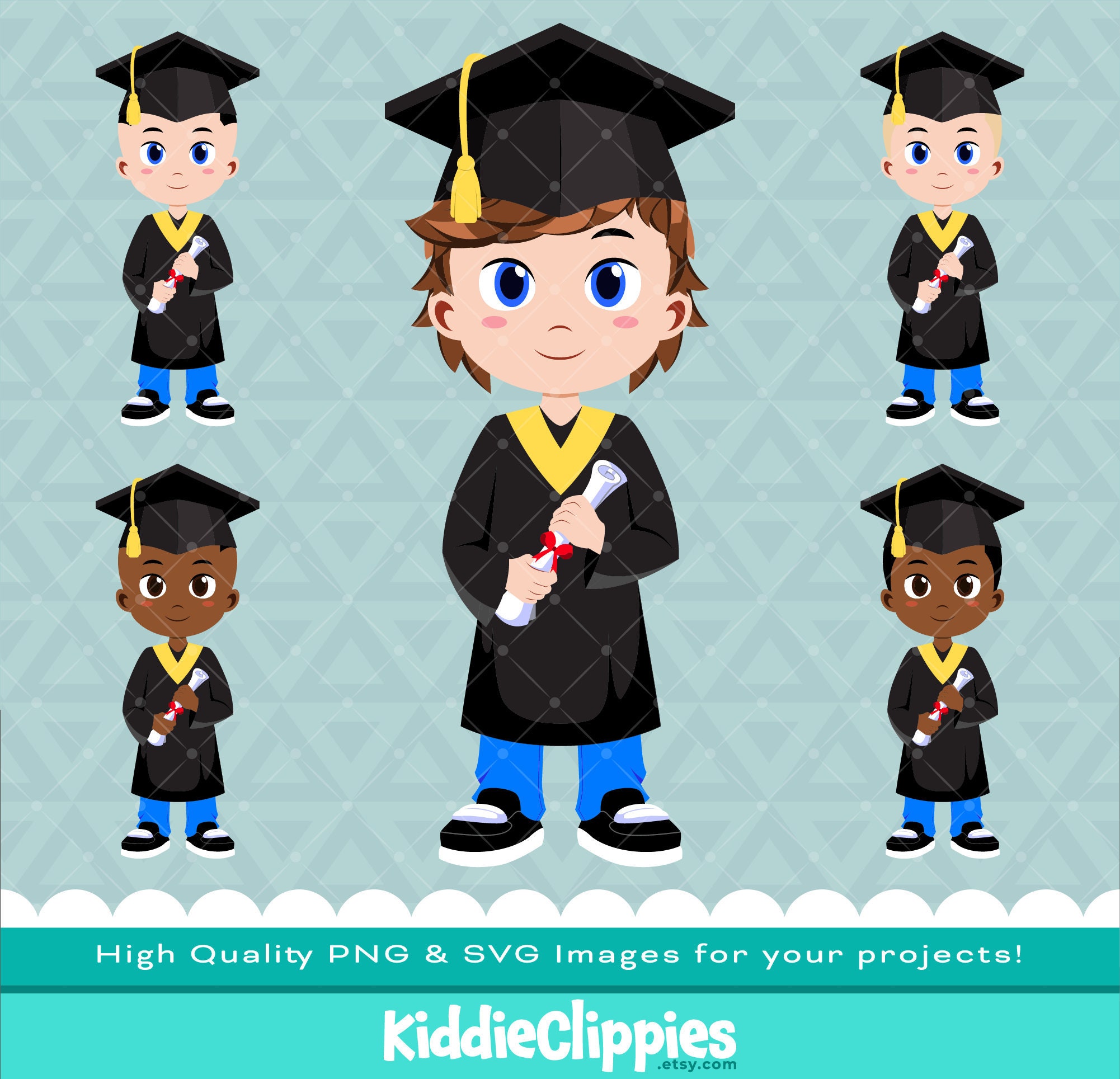 Download Graduation Boy Clipart PNG & SVG scrapbook illustration | Etsy