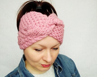 Headwrap knitting pattern, knitted headband digital pattern, knitted accessories for women.