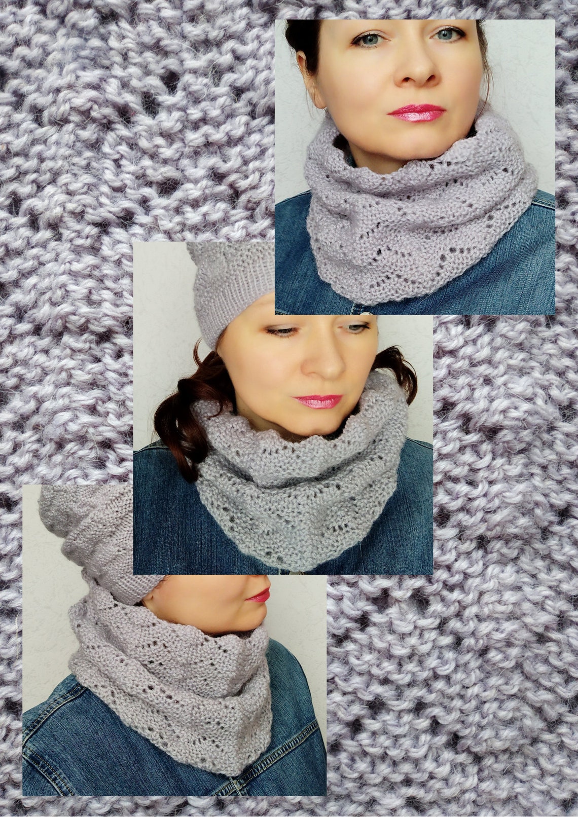 Knit snood pattern garter stitch cowl knitting pattern knit Etsy