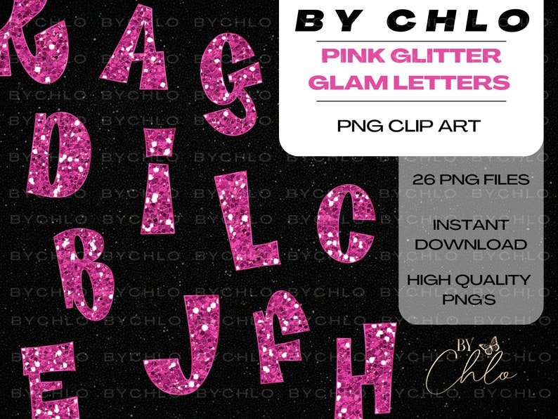 PINK GLITTER Letters Png Alphabet Letter Diy Logo Clipart Etsy