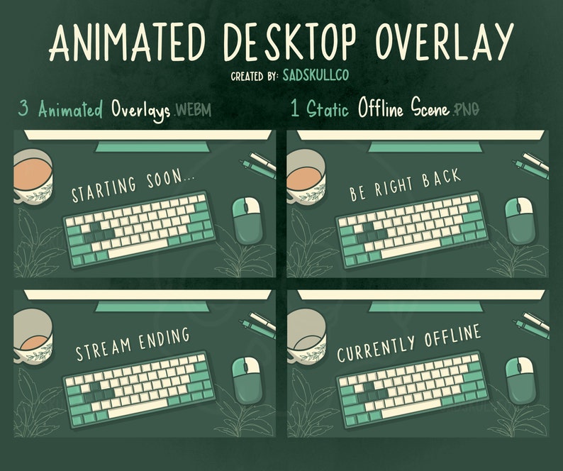 Cozy Animated Desktop Stream Overlay Set / Lo-fi Plant Aesthetic Gamer ...