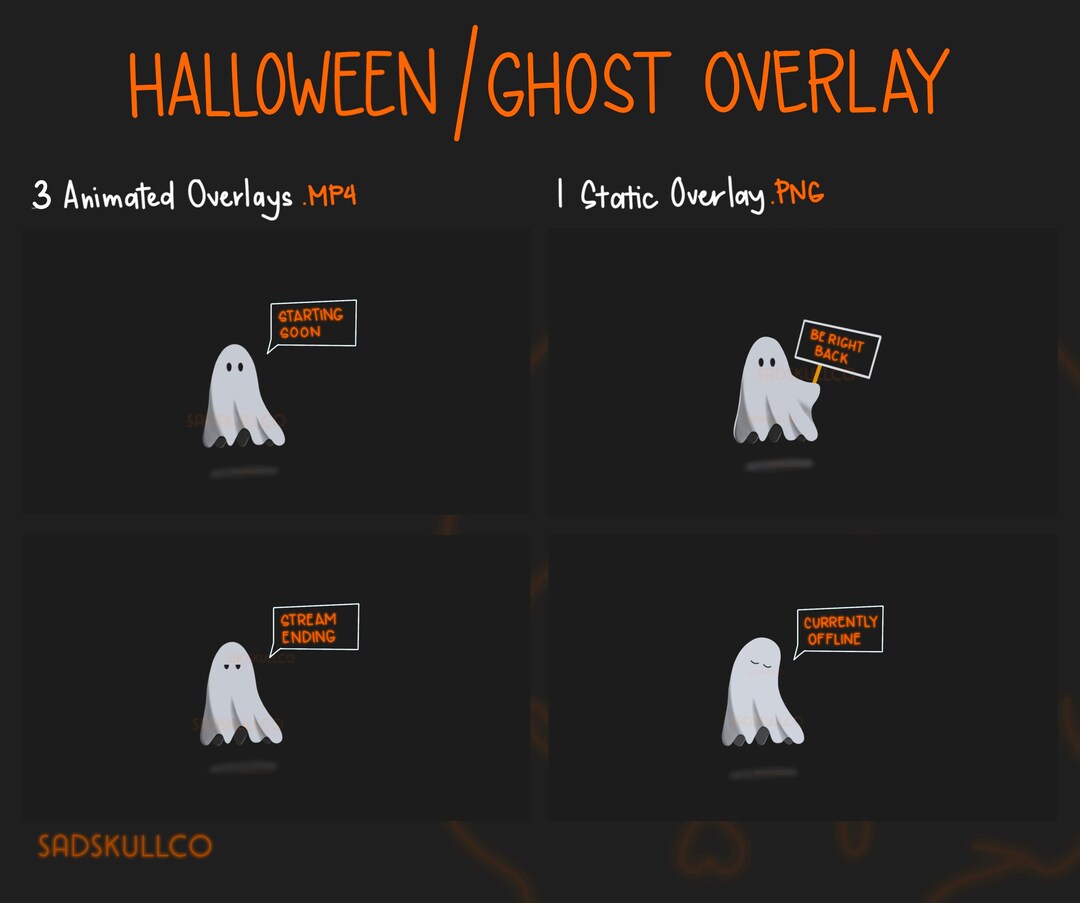 NEW** Recolor Animated Ghost Halloween Stream Dark Overlay Set | Twitch ...