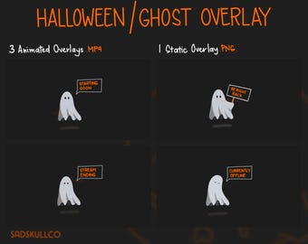 NEW** Recolor Animated Ghost Halloween Stream Dark Overlay Set | Twitch Streaming Overlay Package