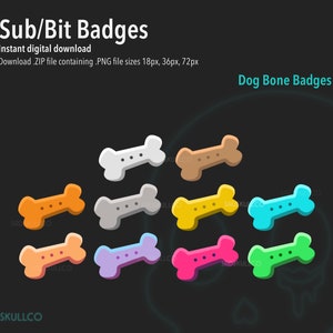 10 Dog Bone Sub/Bit Badges Twitch / Discord / Stream Badges