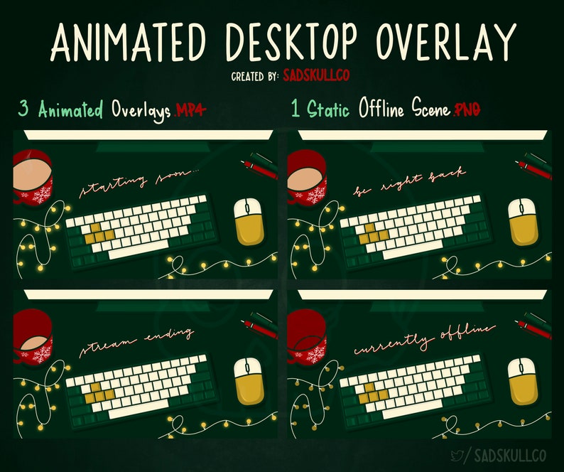Cozy Holiday Animated Stream Overlay Set: Lo-fi Gamer Desktop (digital ...