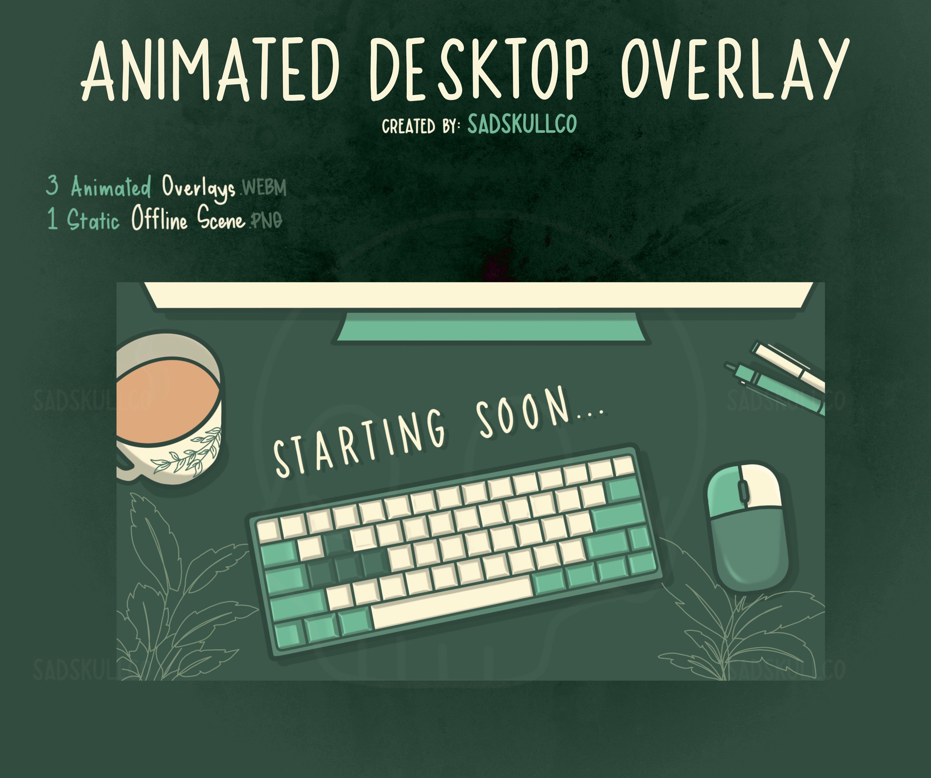 Cozy Animated Desktop Stream Overlay Set / Lo-fi Plant Aesthetic Gamer ...