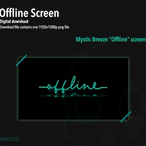 May include: A teal green "offline" text graphic on a black background. The text is in a handwritten font style.