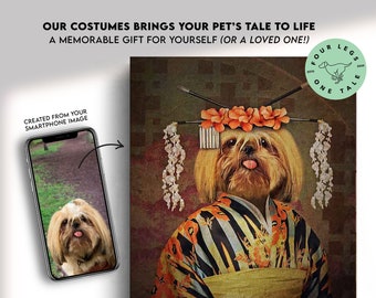 Geisha Custom Pet & Dog Portrait - Unikatowy obraz na płótnie lub wydruk z Twoich własnych zdjęć