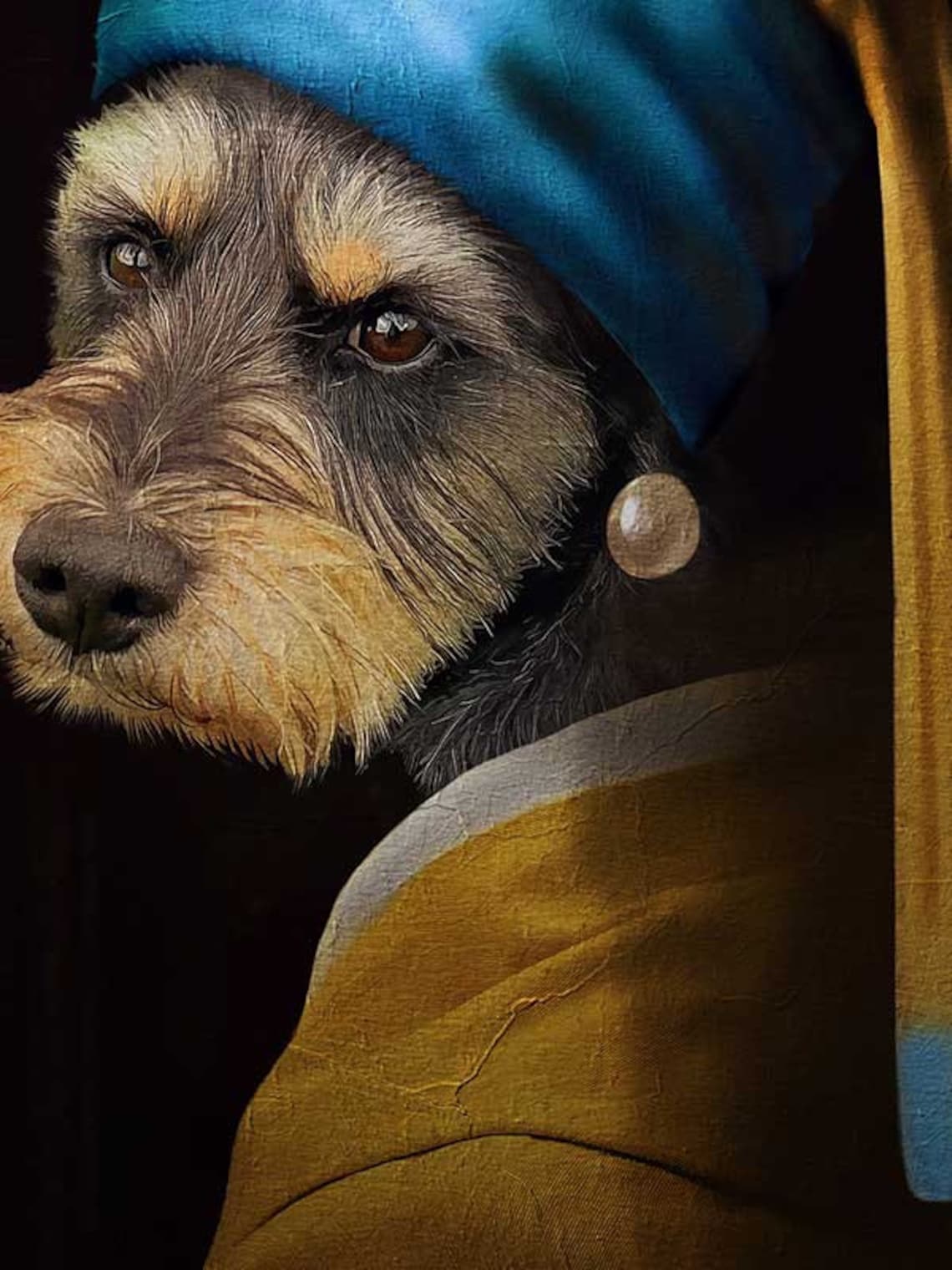 Girl With a Pearl Earring Pet Dog Portrait Custom Canvas Etsy