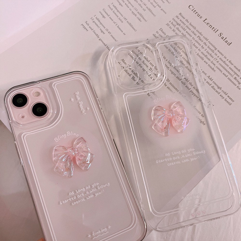 Cute Crystal Pink Iphone Case Kawaii Sweet Heart Iphone Cover - Etsy