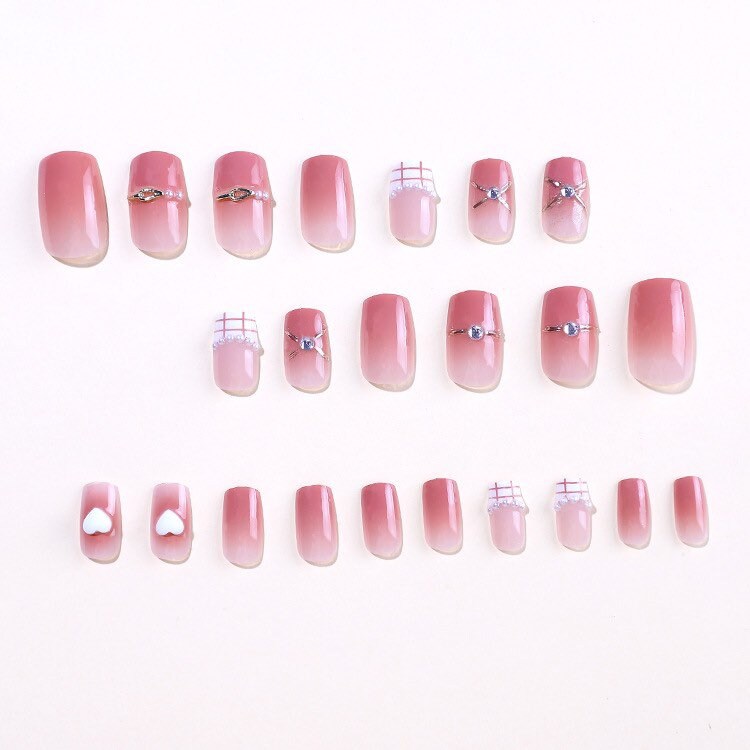 24 Pcs Orange Sweet Heart Pastel Short Press on Nail Fake - Etsy UK