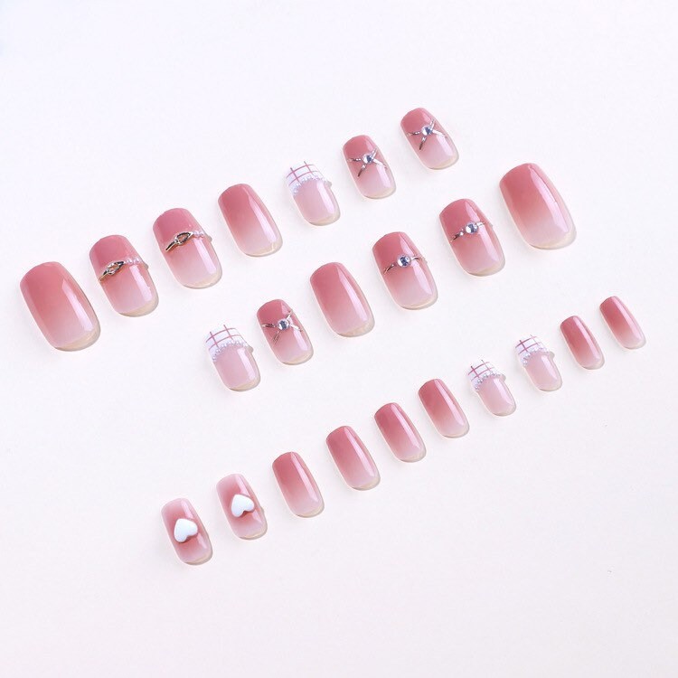 24 Pcs Orange Sweet Heart Pastel Short Press on Nail Fake - Etsy UK