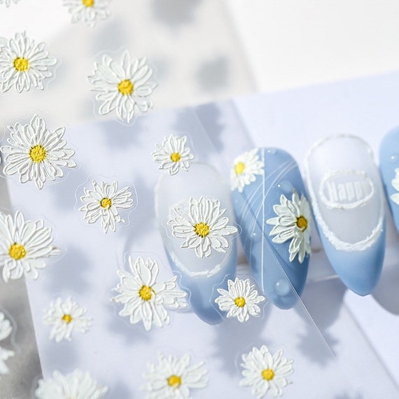 Nail Deco Elegant Daisy Stickers Cute Floral Stereoscopic | Etsy UK