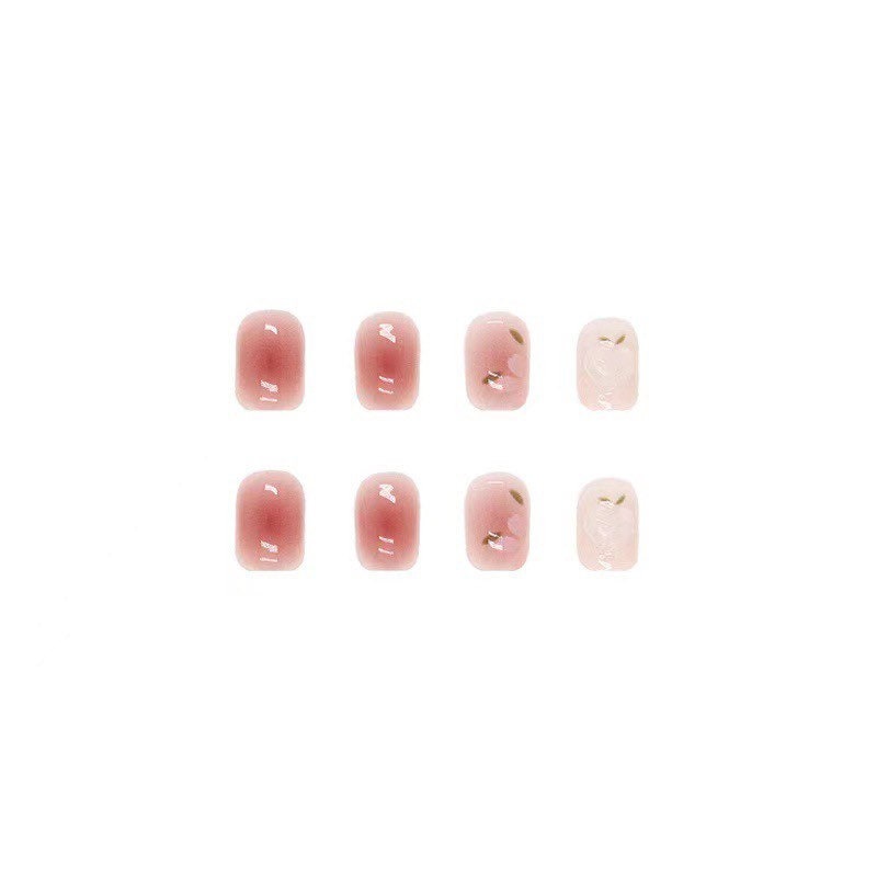 24 Pcs Pink Peach Pastel Short Press on Nail Fake Nail Glue - Etsy UK