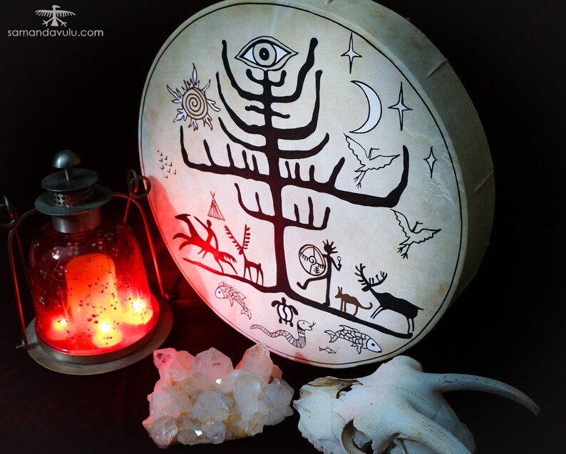 Shamanic Drums, Handmade Shamanic Drums, Sacred Wolf Totem Drums With