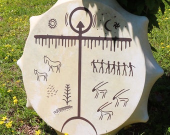 Siberian  Shaman Drum, Hand Made, Original art,  Medicine Drum  for Shamanic Journey, Sacred Drum