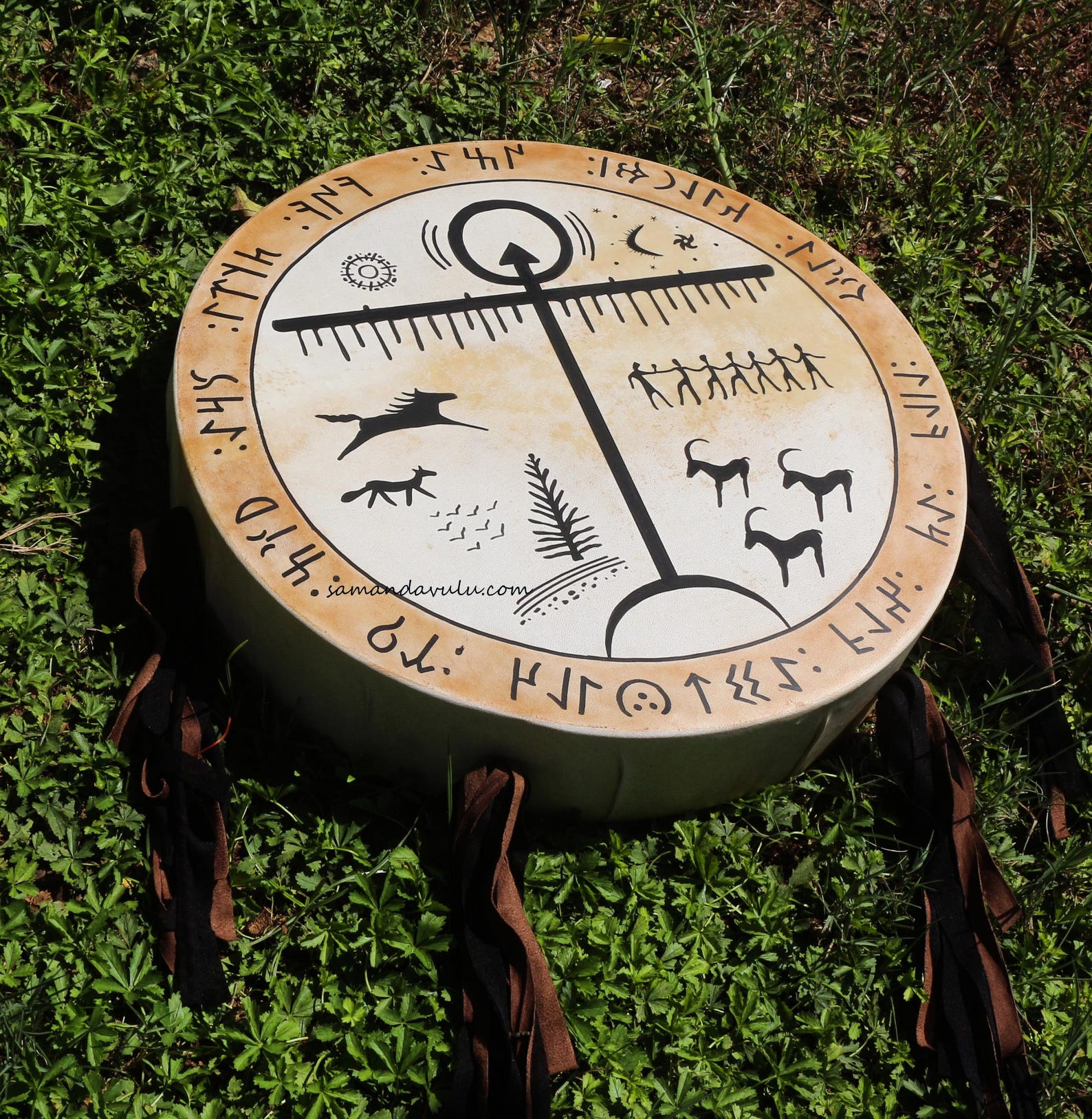 Shaman Pattern Siberian Shaman Drum, Patterns Are Hand-painted, Ritual Drum, Medicine ...