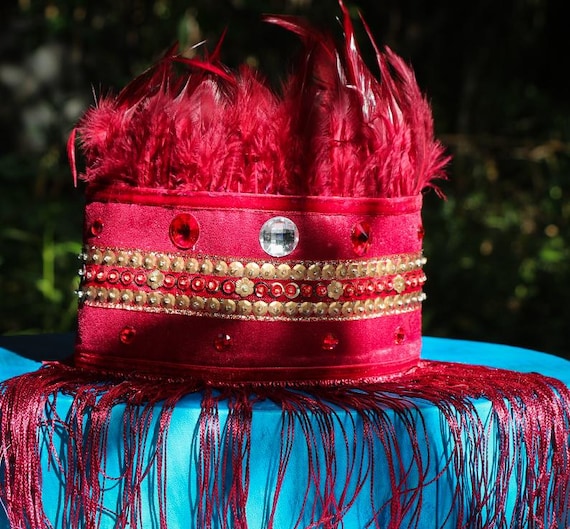 Red Feather Shamanic Headdress: Tribal Ceremonial Crown With  display picture 3