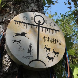 Handmade Siberian Shaman Drum: Sound Healing, Ritual Drum (43cm, Beater Included