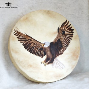 Tambor Chamánico de Águila Calva, Resonancia Poderosa, El Espíritu del Águila, Tambor de Águila, Animal de Poder, Hecho a Mano, Arte Original, Tambor Chamánico de Altai