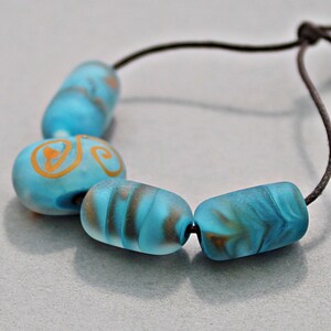 Turquoise Matte Handmade Lampwork beads set, Blue Organic Handmade glass beads, Murano glass beads, Artisan glass beads, Beach jewelry beads