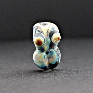 MATTE Lampwork Goddess bead, Focal glass bead Handmade, Murano glass Tribal Goddess bead, Tribal jewelry bead, Prehistoric Womens torso bead