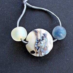 Beach style MATTE Handmade Lampwork beads set of 3, Handcrafted Focal beach bead set, Handmade Glass beads for Beach jewelry, Murano glass,