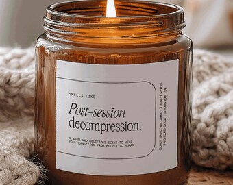 Post Session Decompression Candle Gift for Therapist Counselor Healer Helper Massage Therapist Coconut Apricot Wax Non Toxic Candle