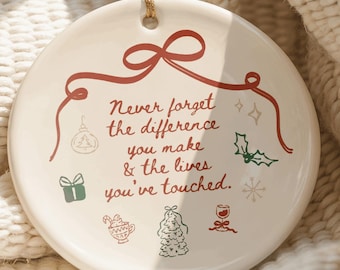 Difference Maker Christmas Ornament Small Thank You Gift for Therapist Counselor Teacher Appreciation Christmas Doodles Decoration
