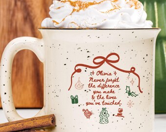 Speckled Ceramic Difference Maker Mug Christmas Thank You Gift for Therapist Teacher Counselor Whimsical Doodles Mug