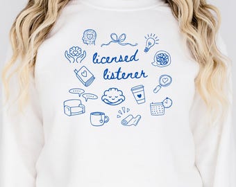 Therapist Graduation Gift | Licesned Listener Sweatshirt Personalized Credentials | LMFT LCSW LPC Counselor Grad Gift