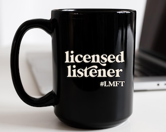 Personalized Therapist Graduation Mug – Licensed Listener Custom Credentials Gift for New Counselor