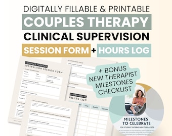 Couples Therapy Clinical Supervision Session Form Supervision Hours Log New Therapist Resources Therapist Intern Tools for New Therapists