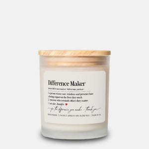 Difference Maker Candle Small Thank You Gift For Therapist Counselor Social Worker Teacher Appreciation Personalized Coconut Soy Candle Gift image 10