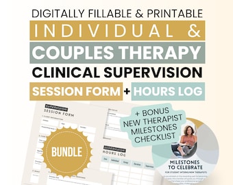 Bundle Individual And Couples Therapy Clinical Supervision Session Forms Supervision Hours Log New Therapist Resources for Therapist Interns